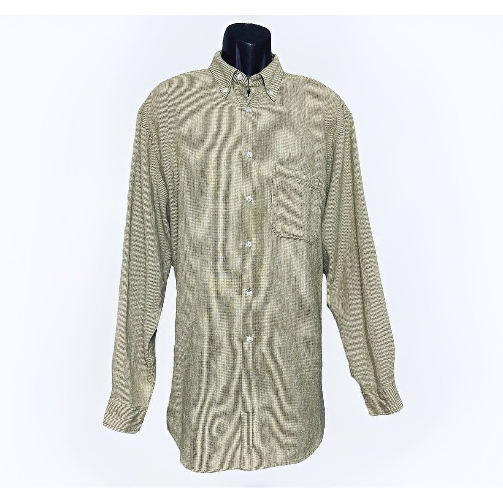 The Territory Ahead Shirt Mens XL Long Tan Button Basketweave Cotton Long Sleeve